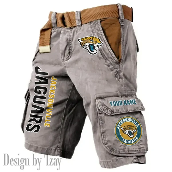 Jacksonville Jaguars Pocket Print Cargo Shorts (Belt Not Included) trending 2025 S9MCS413