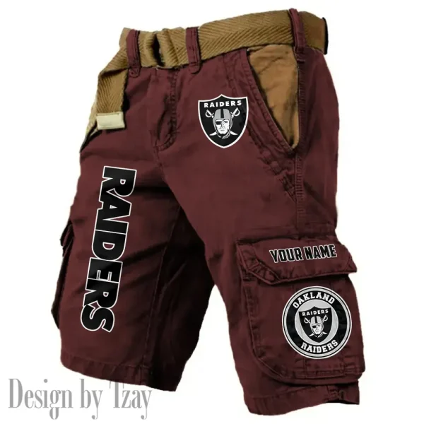 Las Vegas Raiders Pocket Print Cargo Shorts (Belt Not Included) trending 2025 S9MCS415 - Image 2