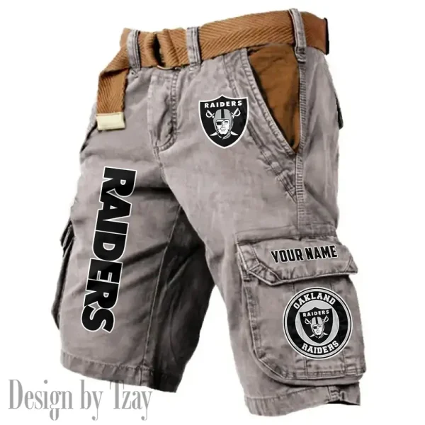 Las Vegas Raiders Pocket Print Cargo Shorts (Belt Not Included) trending 2025 S9MCS415 - Image 3