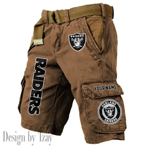Las Vegas Raiders Pocket Print Cargo Shorts (Belt Not Included) trending 2025 S9MCS415 - Image 4
