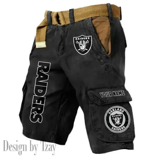 Las Vegas Raiders Pocket Print Cargo Shorts (Belt Not Included) trending 2025 S9MCS415 - Image 6