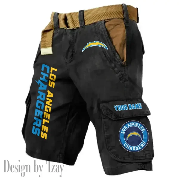 Los Angeles Chargers Pocket Print Cargo Shorts (Belt Not Included) trending 2025 S9MCS416