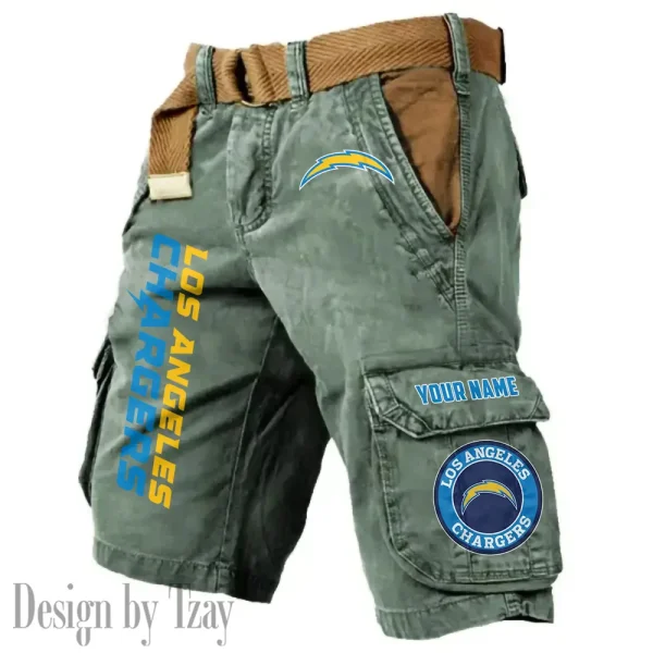 Los Angeles Chargers Pocket Print Cargo Shorts (Belt Not Included) trending 2025 S9MCS416 - Image 3