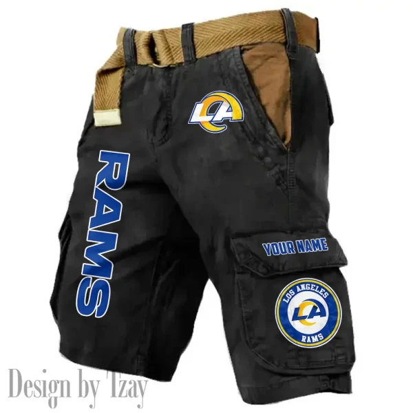 Los Angeles Rams Pocket Print Cargo Shorts (Belt Not Included) trending 2025 S9MCS417