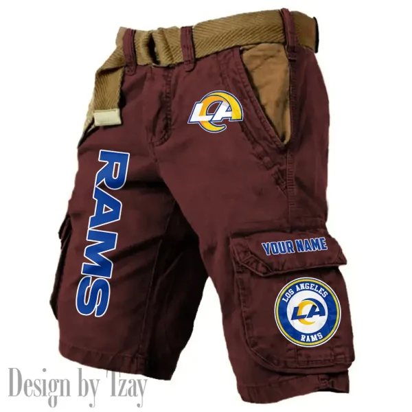 Los Angeles Rams Pocket Print Cargo Shorts (Belt Not Included) trending 2025 S9MCS417 - Image 2