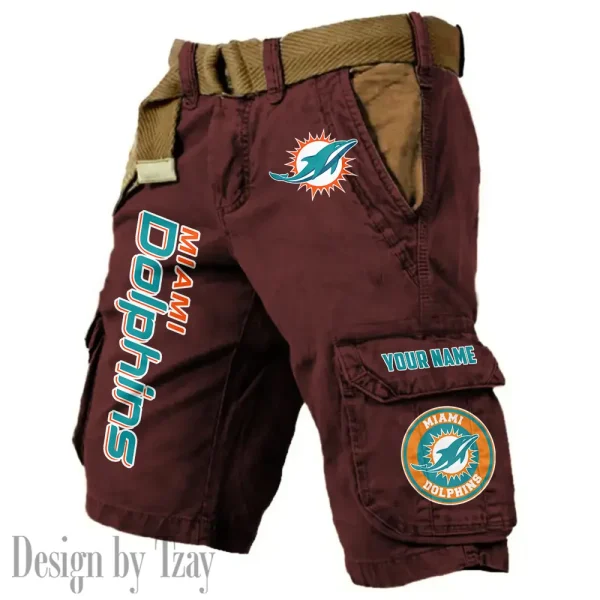 Miami Dolphins Pocket Print Cargo Shorts (Belt Not Included) trending 2025 S9MCS418 - Image 4