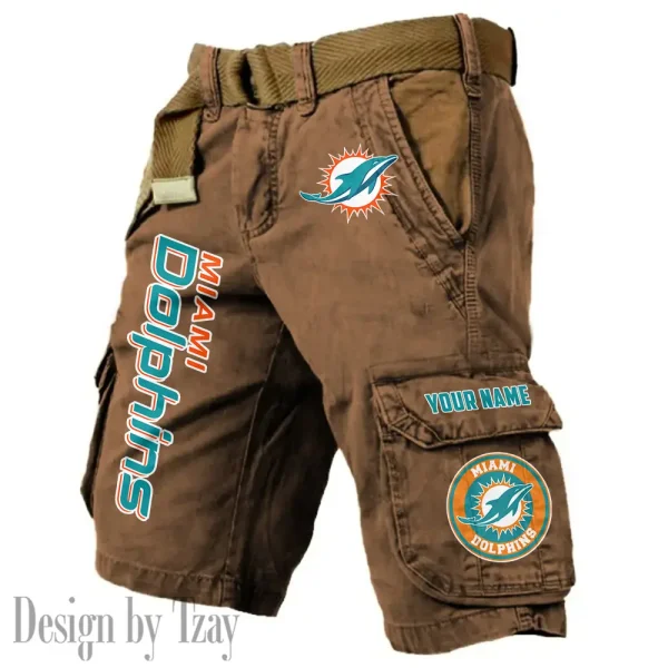 Miami Dolphins Pocket Print Cargo Shorts (Belt Not Included) trending 2025 S9MCS418 - Image 5