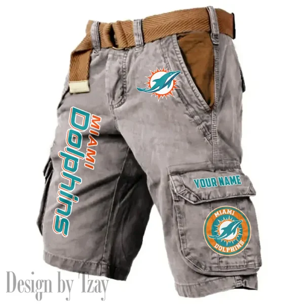 Miami Dolphins Pocket Print Cargo Shorts (Belt Not Included) trending 2025 S9MCS418 - Image 6