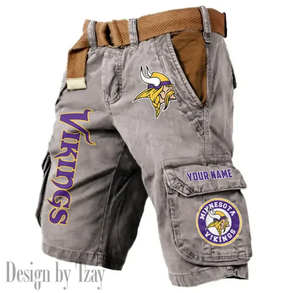 Minnesota Vikings Pocket Print Cargo Shorts (Belt Not Included) trending 2025 S9MCS419 - Image 2