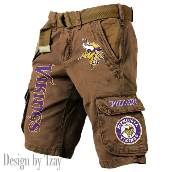 Minnesota Vikings Pocket Print Cargo Shorts (Belt Not Included) trending 2025 S9MCS419 - Image 3