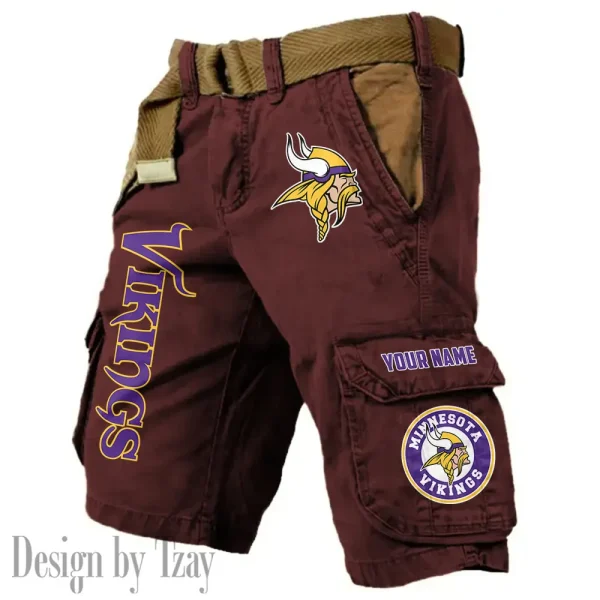Minnesota Vikings Pocket Print Cargo Shorts (Belt Not Included) trending 2025 S9MCS419 - Image 4