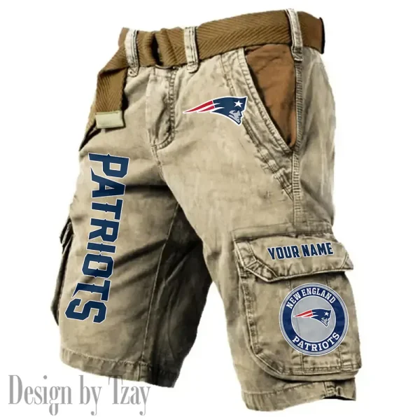 New England Patriots Pocket Print Cargo Shorts (Belt Not Included) trending 2025 S9MCS420 - Image 2
