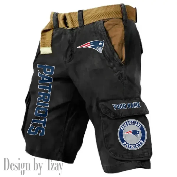 New England Patriots Pocket Print Cargo Shorts (Belt Not Included) trending 2025 S9MCS420 - Image 3