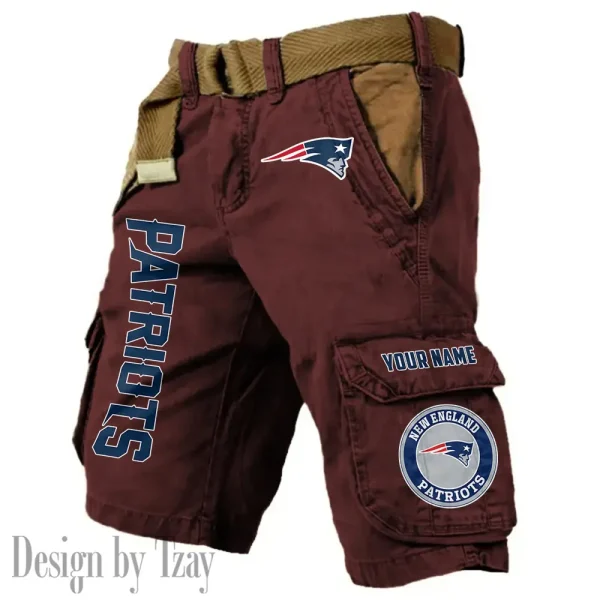 New England Patriots Pocket Print Cargo Shorts (Belt Not Included) trending 2025 S9MCS420 - Image 5