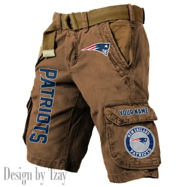 New England Patriots Pocket Print Cargo Shorts (Belt Not Included) trending 2025 S9MCS420 - Image 6