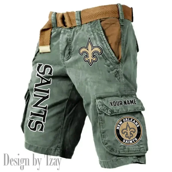 New Orleans Saints Pocket Print Cargo Shorts (Belt Not Included) trending 2025 S9MCS421 - Image 2