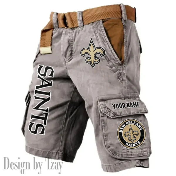 New Orleans Saints Pocket Print Cargo Shorts (Belt Not Included) trending 2025 S9MCS421 - Image 3