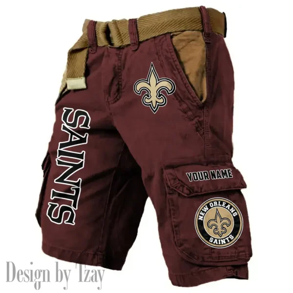 New Orleans Saints Pocket Print Cargo Shorts (Belt Not Included) trending 2025 S9MCS421 - Image 4