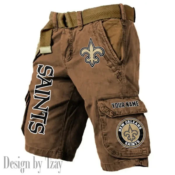 New Orleans Saints Pocket Print Cargo Shorts (Belt Not Included) trending 2025 S9MCS421 - Image 5