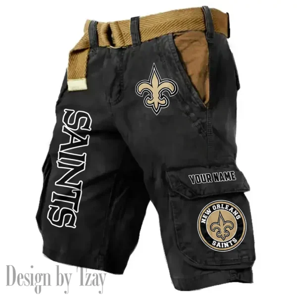 New Orleans Saints Pocket Print Cargo Shorts (Belt Not Included) trending 2025 S9MCS421 - Image 6