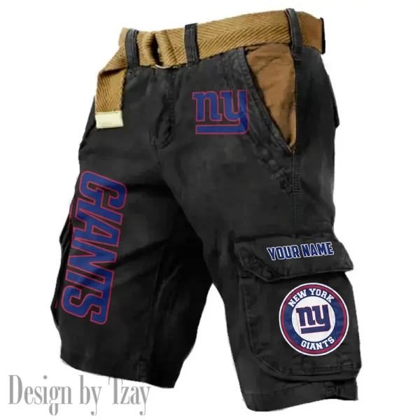 New York Giants Pocket Print Cargo Shorts (Belt Not Included) trending 2025 S9MCS422
