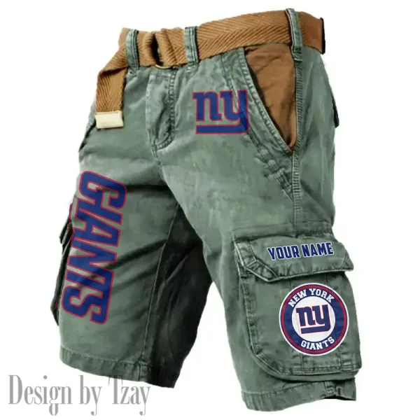 New York Giants Pocket Print Cargo Shorts (Belt Not Included) trending 2025 S9MCS422 - Image 2