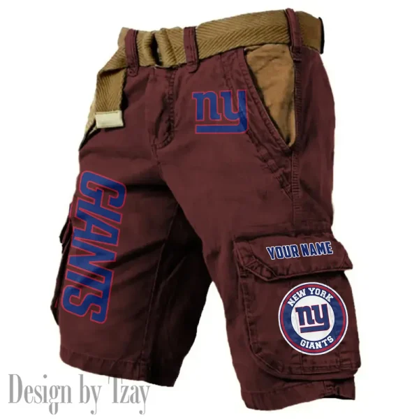 New York Giants Pocket Print Cargo Shorts (Belt Not Included) trending 2025 S9MCS422 - Image 4