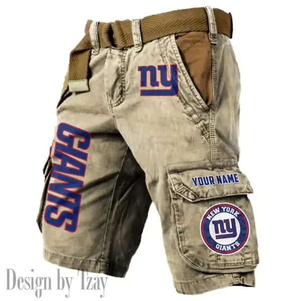 New York Giants Pocket Print Cargo Shorts (Belt Not Included) trending 2025 S9MCS422 - Image 5
