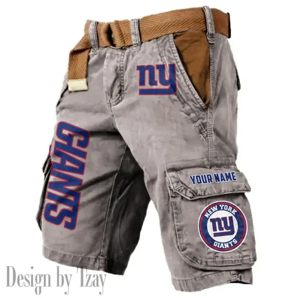 New York Giants Pocket Print Cargo Shorts (Belt Not Included) trending 2025 S9MCS422 - Image 6