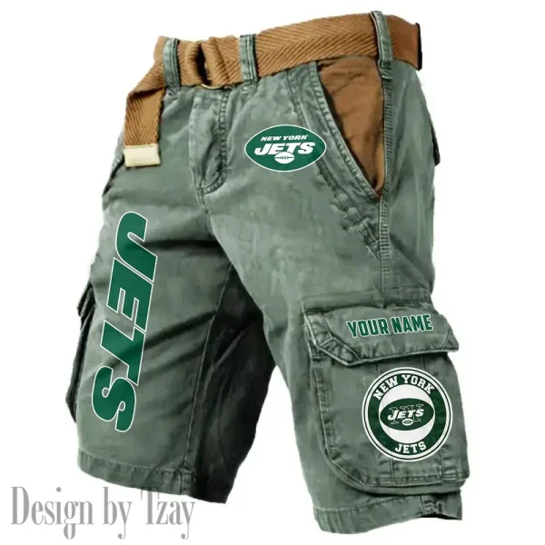 New York Jets Pocket Print Cargo Shorts (Belt Not Included) trending 2025 S9MCS423