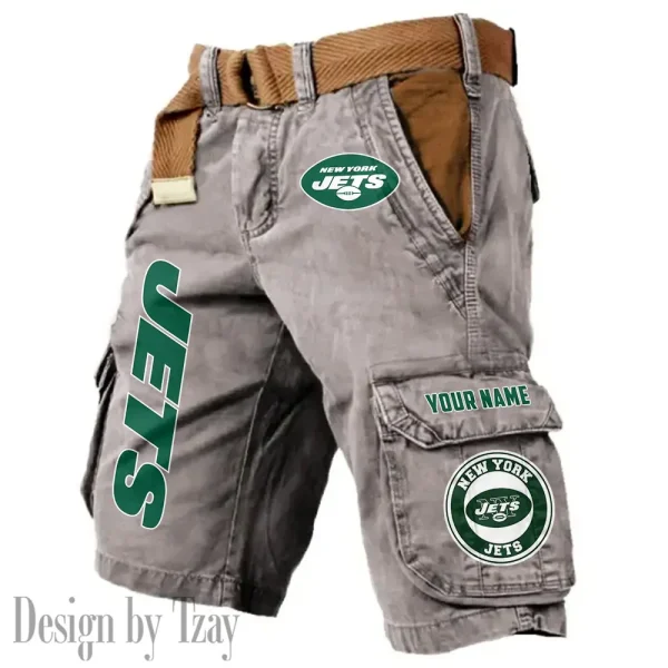 New York Jets Pocket Print Cargo Shorts (Belt Not Included) trending 2025 S9MCS423 - Image 3