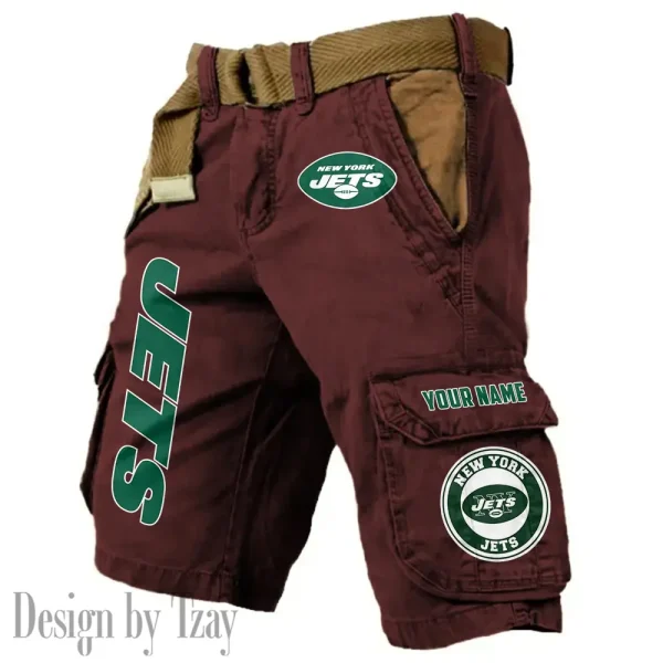 New York Jets Pocket Print Cargo Shorts (Belt Not Included) trending 2025 S9MCS423 - Image 5