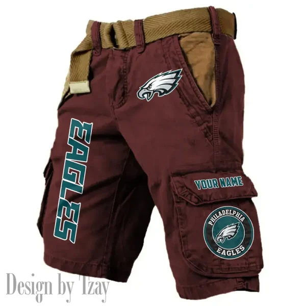 Philadelphia Eagles Pocket Print Cargo Shorts (Belt Not Included) trending 2025 S9MCS424 - Image 3