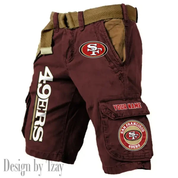 San Francisco 49ers Pocket Print Cargo Shorts (Belt Not Included) trending 2025 S9MCS426