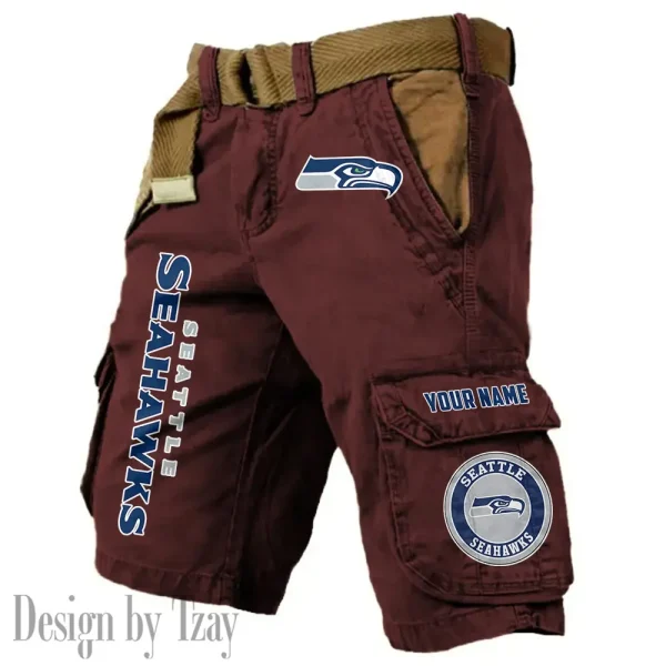 Seattle Seahawks Pocket Print Cargo Shorts (Belt Not Included) trending 2025 S9MCS427 - Image 3