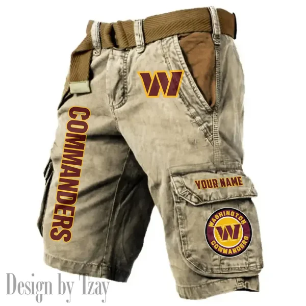 Washington Commanders Pocket Print Cargo Shorts (Belt Not Included) trending 2025 S9MCS430