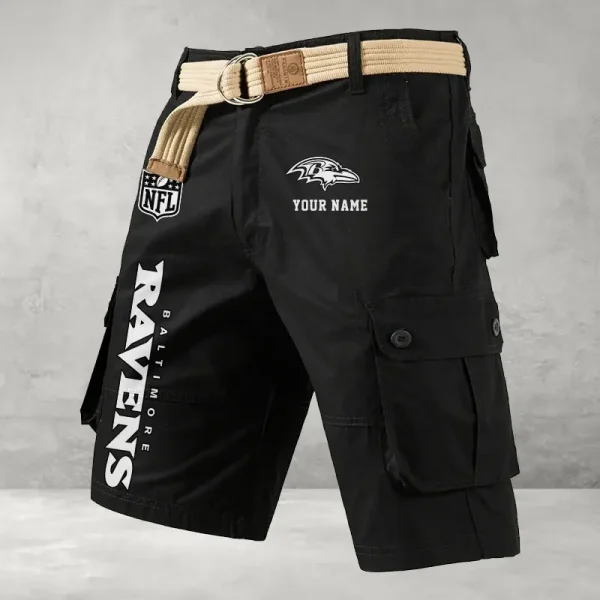 Baltimore Ravens Men's Cargo Shorts Button Trend Unique Design Team S9CSBT122