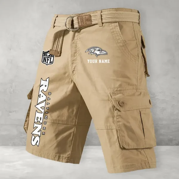 Baltimore Ravens Men's Cargo Shorts Button Trend Unique Design Team S9CSBT122 - Image 5