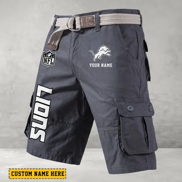 Detroit Lions Men's Cargo Shorts Button Trend Unique Design Team S9CSBT130 - Image 2