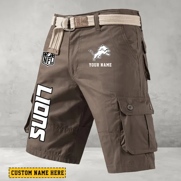 Detroit Lions Men's Cargo Shorts Button Trend Unique Design Team S9CSBT130 - Image 3