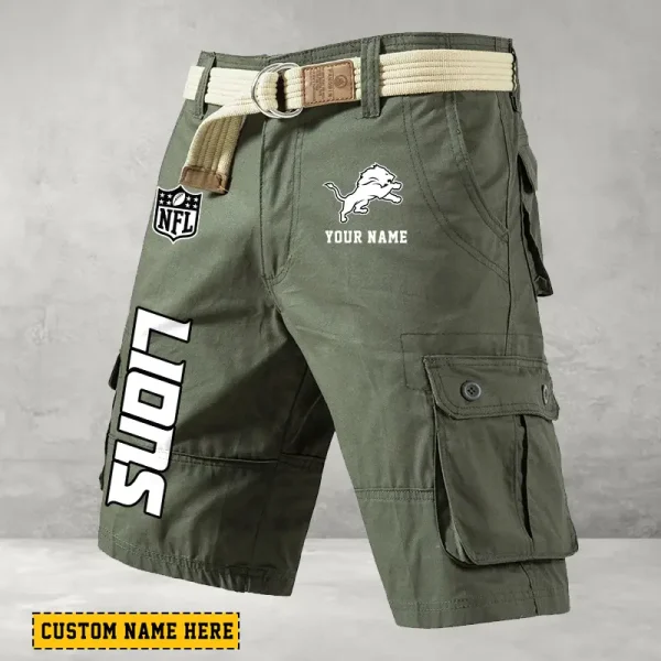 Detroit Lions Men's Cargo Shorts Button Trend Unique Design Team S9CSBT130 - Image 4