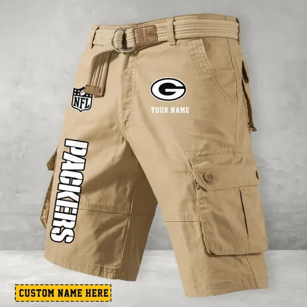 Green Bay Packers Men's Cargo Shorts Button Trend Unique Design Team S9CSBT131