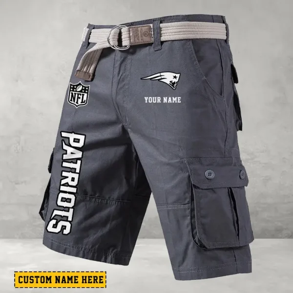 New England Patriots Men's Cargo Shorts Button Trend Unique Design Team S9CSBT141 - Image 2