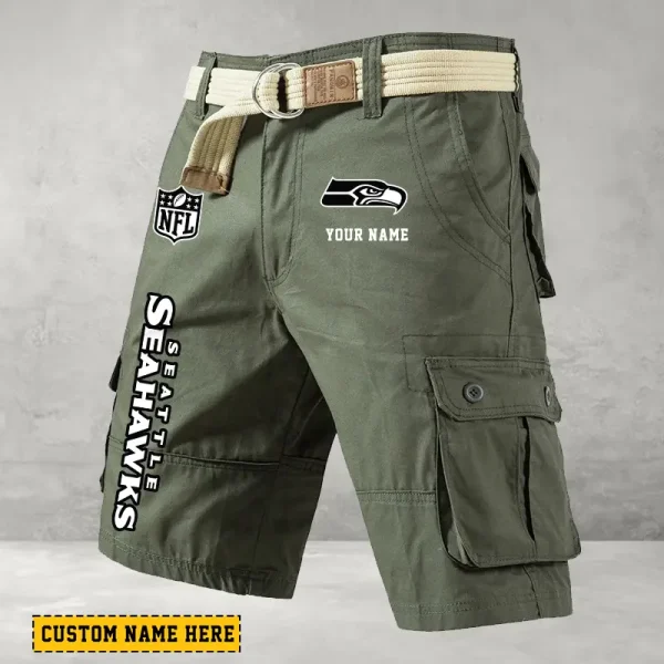 Seattle Seahawks Men's Cargo Shorts Button Trend Unique Design Team S9CSBT148 - Image 2