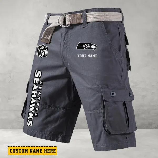 Seattle Seahawks Men's Cargo Shorts Button Trend Unique Design Team S9CSBT148 - Image 4