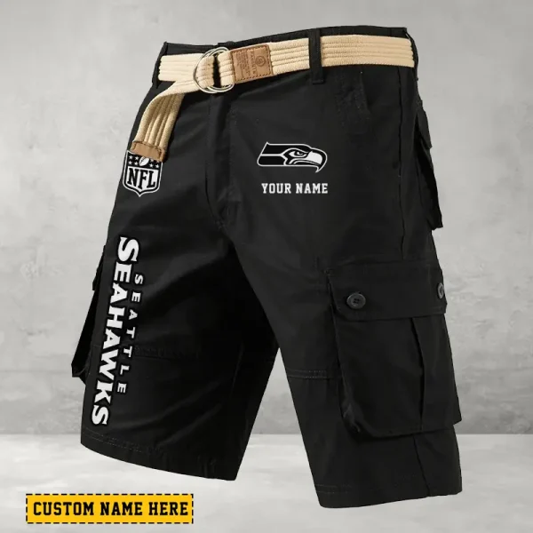 Seattle Seahawks Men's Cargo Shorts Button Trend Unique Design Team S9CSBT148 - Image 5