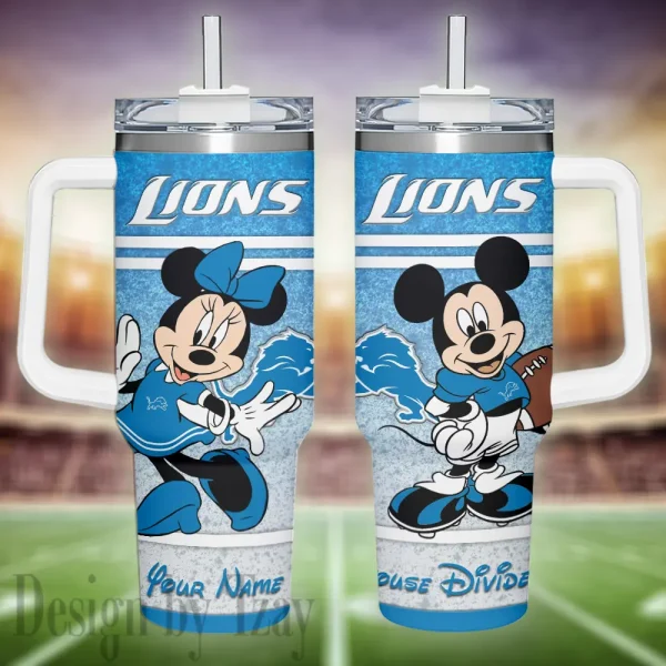 Detroit Lions Simple Modem 40oz Tumbler With Handle And Straw Lid AZC40OZT589