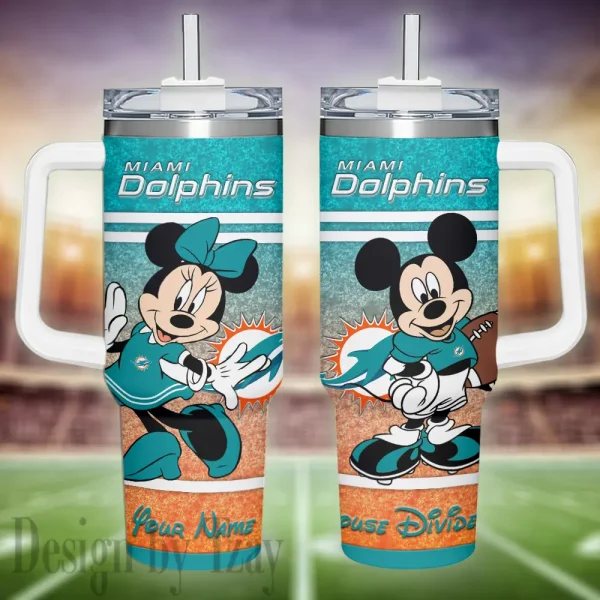 Miami Dolphins Simple Modem 40oz Tumbler With Handle And Straw Lid AZC40OZT598