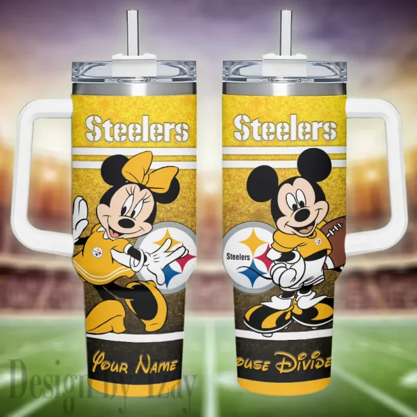 Pittsburgh Steelers Simple Modem 40oz Tumbler With Handle And Straw Lid AZC40OZT605