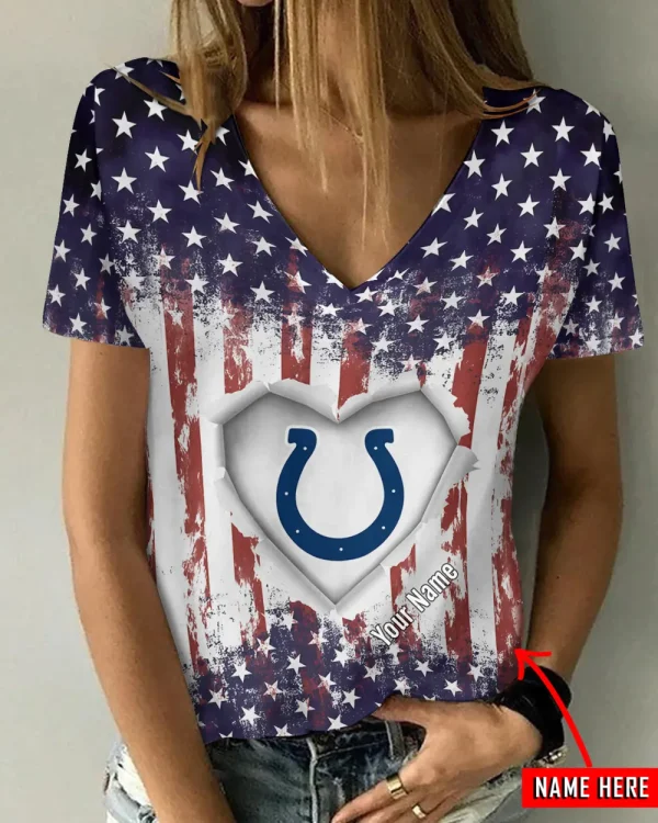 Indianapolis Colts Girl Clothes Summer V-neck Short-sleeved Tees New 2025 AGCWTS1139